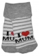 Kojenecké froté bavlněné ponožky I Love Mum, bílo/šedé proužek