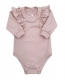 Rostoucí body dlouhý rukáv s volánky, bavlna, starorůžová, vel. 68/74