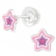 Dětské stříbrné náušničky Star pink premium, puzetové silikon