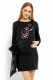 Be MaaMaa Elegantní těhotenské šaty, tunika s výšivkou a stuhou - černé, XXL (kojící)